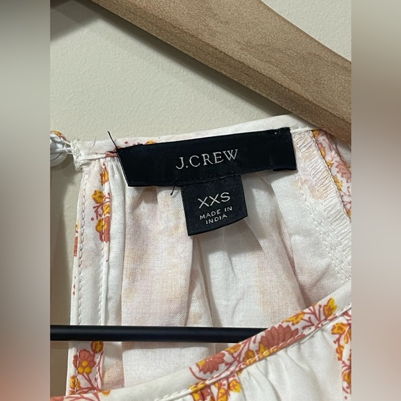 J. Crew White Orange Raspberry Pink Floral Pleated Fit & Flare Dress Size XXS - Picture 8 of 9